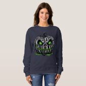 Spooky Halloween Pumpkin Schwarz-Weiß-Skelett Sweatshirt (Vorne ganz)