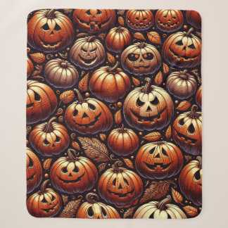 Spooky Halloween Pumpkin Sherpa Blanket Sherpadecke