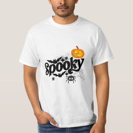 "Spooky" Halloween Pumpkin, Spider & Bats T - Shir T-Shirt (Vorderseite)
