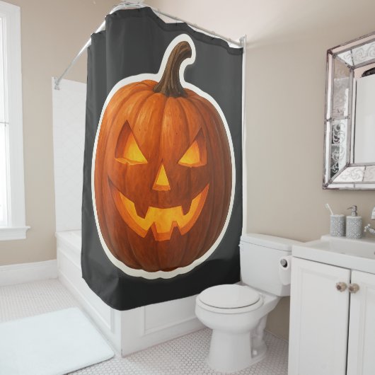 Spooky Halloween Pumpkin Sticker Duschvorhang (Beispiel)