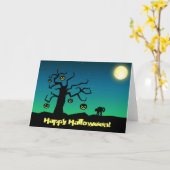 Spooky Halloween Pumpkin Tree - Grußkarte Karte (Gelbe Blume)