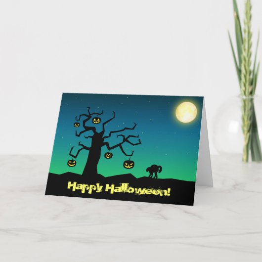 Spooky Halloween Pumpkin Tree - Grußkarte Karte (Vorderseite)