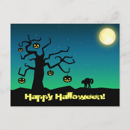 Spooky Halloween Pumpkin Tree - Postcard Postkarte (Vorderseite)