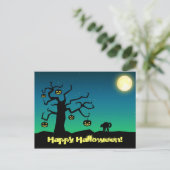 Spooky Halloween Pumpkin Tree - Postcard Postkarte (Stehend Vorderseite)