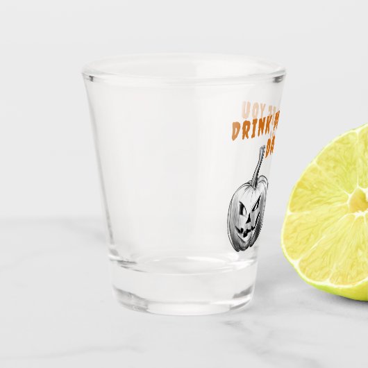 Spooky Halloween Pumpkin trinken Sie mich, wenn Si Schnapsglas (Links)