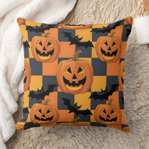 Spooky Halloween Pumpkin und Bat Pattern Kissen