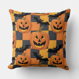 Spooky Halloween Pumpkin und Bat Pattern Kissen