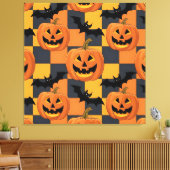 Spooky Halloween Pumpkin und Bat Pattern Leinwanddruck (Insitu (Wohnzimmer))
