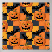 Spooky Halloween Pumpkin und Bat Pattern Poster (Vorne)
