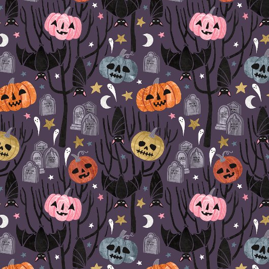 Spooky Halloween Pumpkins, Fledermäuse und Grabste Geschenkpapier