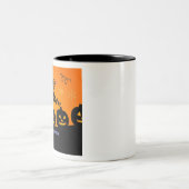 Spooky Halloween Pumpkins Jack-o-Lanterns Zweifarbige Tasse (Mittel)