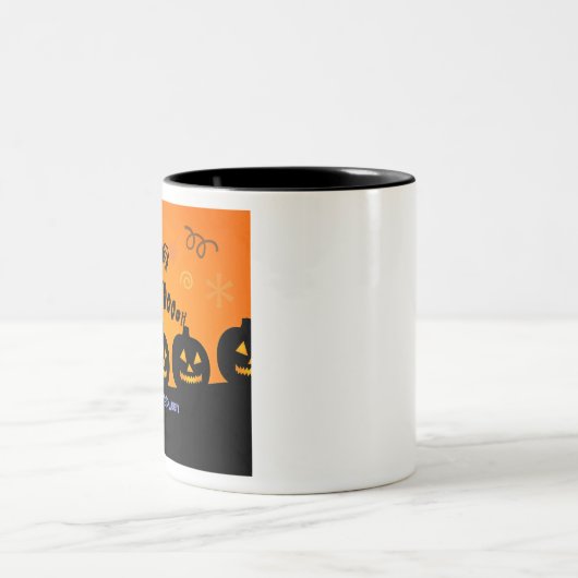 Spooky Halloween Pumpkins Jack-o-Lanterns Zweifarbige Tasse (Mittel)