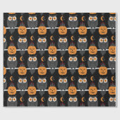 Spooky Halloween Pumpkins & Owls Jack-O-Lanterns Geschenkpapier (Flach)