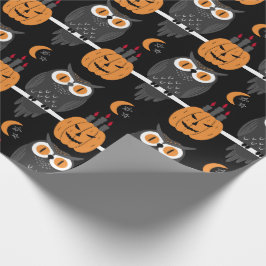 Spooky Halloween Pumpkins & Owls Jack-O-Lanterns Geschenkpapier