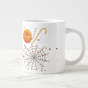 Spooky Halloween Pumpkins, Spinnennetze fliegende Jumbo-Tasse