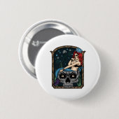 Spooky Halloween Punk Goth Skull Mermaid Button (Vorne & Hinten)