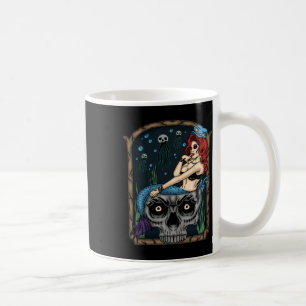 Spooky Halloween Punk Goth Skull Mermaid Kaffeetasse