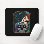 Spooky Halloween Punk Goth Skull Mermaid Mousepad (Mit Mouse)