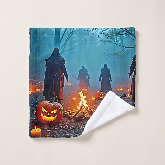 Spooky Halloween Ritual Design Badhandtuch Set (Waschlappen)