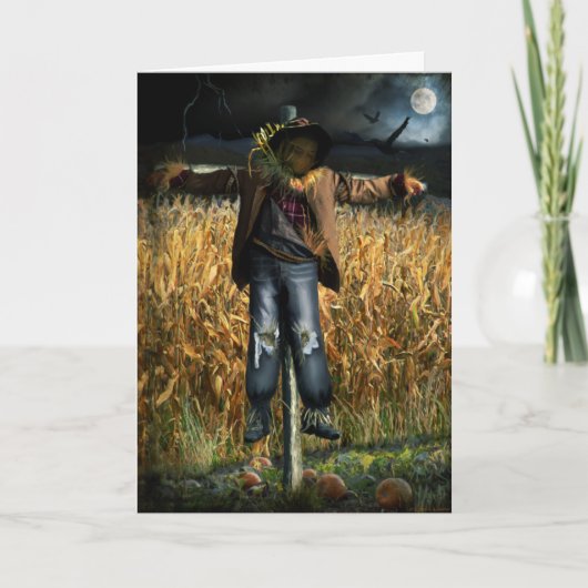 Spooky Halloween Scarecrow Karte (Vorderseite)