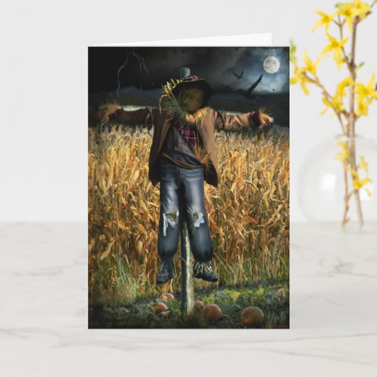 Spooky Halloween Scarecrow Karte (Gelbe Blume)