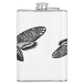 Spooky Halloween Schwarz-weiße Vintage Skull Moth Flachmann (Rückseite)