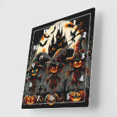 Spooky Halloween-Skareken bewachen den Friedhof Quadratische Wanduhr (Winkel)