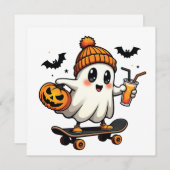 Spooky Halloween Skaten Pumpkin Spice Ghost Fall Ankündigung (Vorne/Hinten)