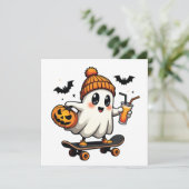 Spooky Halloween Skaten Pumpkin Spice Ghost Fall Ankündigung (Stehend Vorderseite)