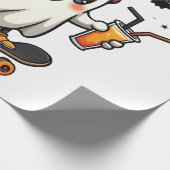 Spooky Halloween Skaten Pumpkin Spice Ghost Fall Geschenkpapier (Ecke)