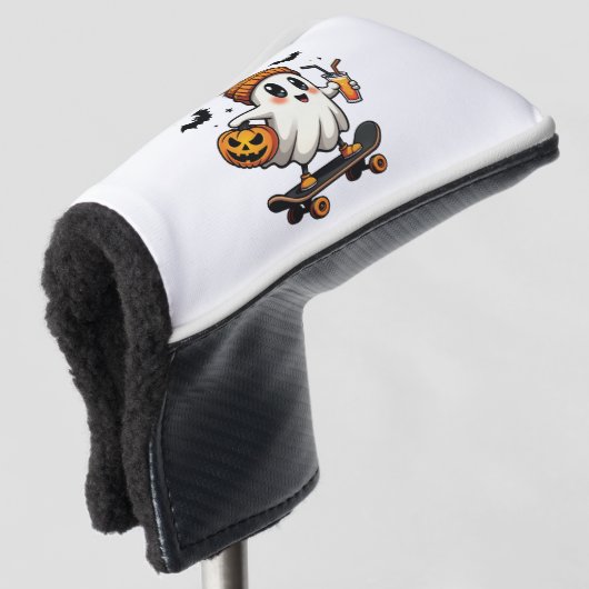 Spooky Halloween Skaten Pumpkin Spice Ghost Fall Golf Headcover (3/4 Vorderseite)