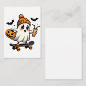 Spooky Halloween Skaten Pumpkin Spice Ghost Fall Mitteilungskarte (Vorne/Hinten)