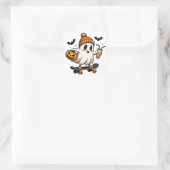Spooky Halloween Skaten Pumpkin Spice Ghost Fall Quadratischer Aufkleber (Tasche)