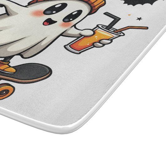 Spooky Halloween Skaten Pumpkin Spice Ghost Fall Schneidebrett (Ecke)