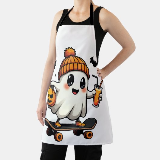 Spooky Halloween Skaten Pumpkin Spice Ghost Fall Schürze (InSitu)