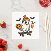 Spooky Halloween Skaten Pumpkin Spice Ghost Fall Serviette (Beispiel)