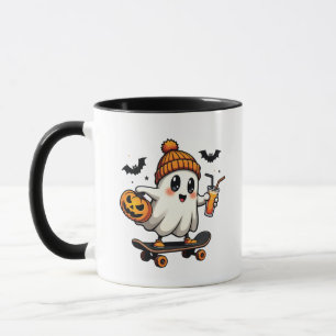 Spooky Halloween Skaten Pumpkin Spice Ghost Fall Tasse