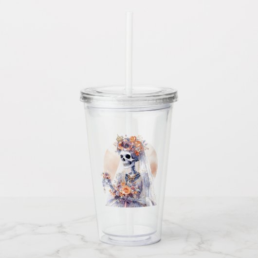 Spooky Halloween Skeleton Acrylic Tumbler Acryltrinkbecher (Vorderseite)