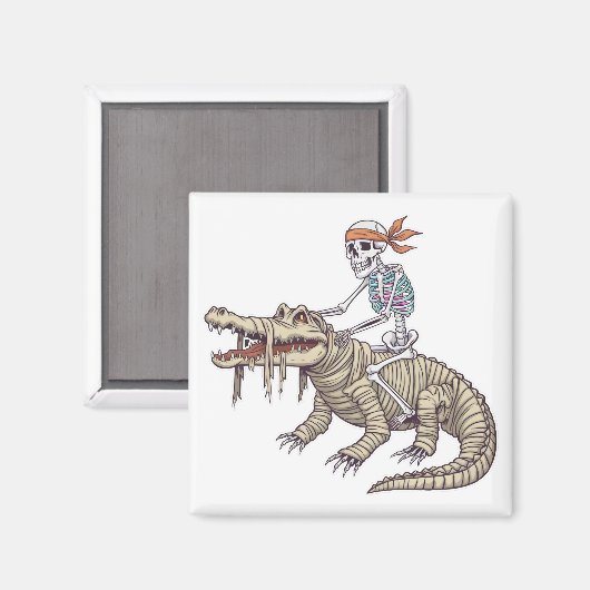 Spooky Halloween Skeleton Crocodile Mummy Magnet (Vorderseite/Rückseite)