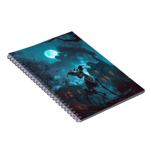 Spooky Halloween Skeleton Dog-Notebook Notizblock (Rechte Seite)
