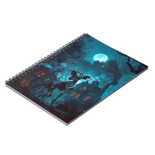 Spooky Halloween Skeleton Dog-Notebook Notizblock (Linke Seite)