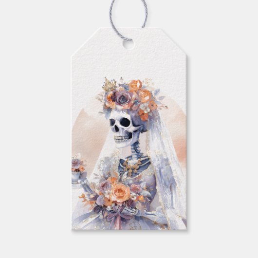 Spooky Halloween Skeleton-Geschenkmarke Geschenkanhänger (Vorderseite)