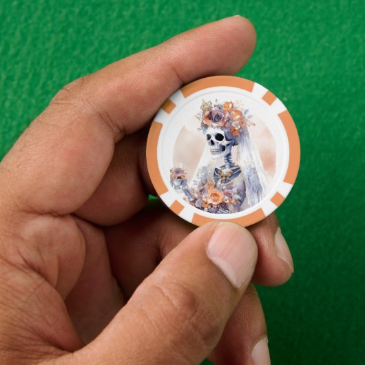 Spooky Halloween Skeleton Poker Chip (Hand)