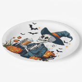 Spooky Halloween Skeleton Sippin Pumpkin Gewürz Pappteller (Schrägansicht)