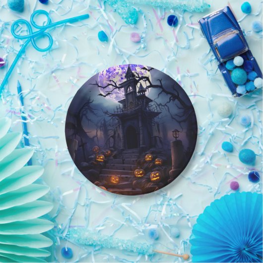 Spooky Halloween Skeleton Skull Spuk House Pappteller (Party)