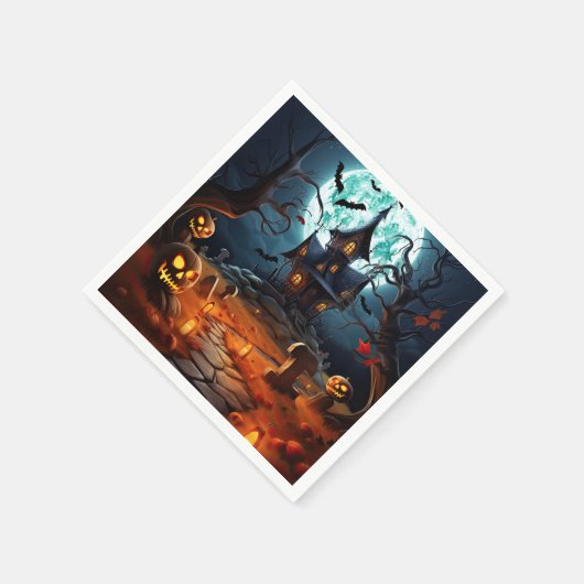 Spooky Halloween Skeleton Skull Spuk House Serviette (Ecke)