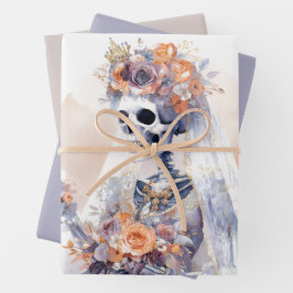 Spooky Halloween Skeleton Wrapping Paper Geschenkpapier Set