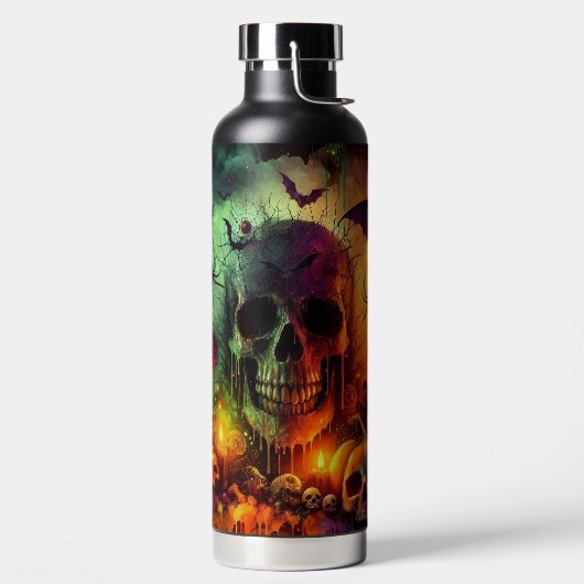 SPOOKY HALLOWEEN SKULL CANDLES BATS & SPIDERS TRINKFLASCHE (links)