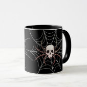 Spooky Halloween Skull Spider Web Tasse (VorderseiteRechts)