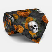 Spooky Halloween Skull und Rose Krawatte (Gerollt)